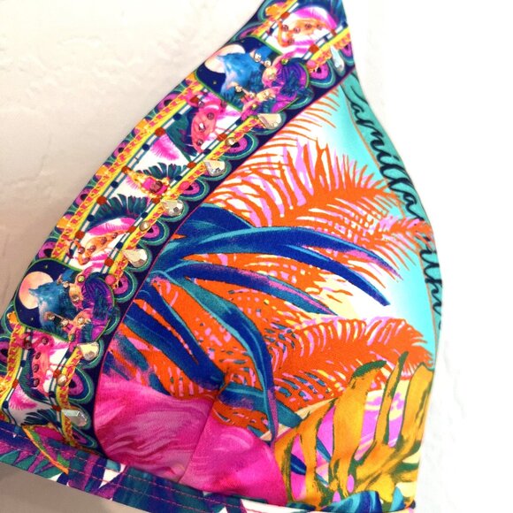 CAMILLA Bikini Top Flamenco Flamingo Tri Bra Size XS Bright Neon Colors - Picture 5 of 11